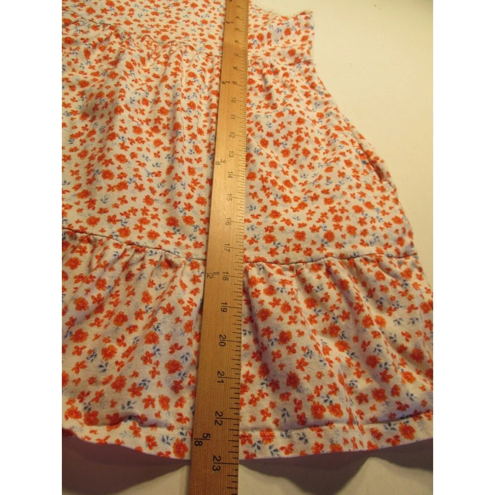 Old Navy Girls Summer Dress Size 8 White Orange Floral Pockets Sleeveless Knit